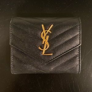 CASSANDRE SAINT LAURENT MATELASSÉ COMPACT TRI FOLD WALLET